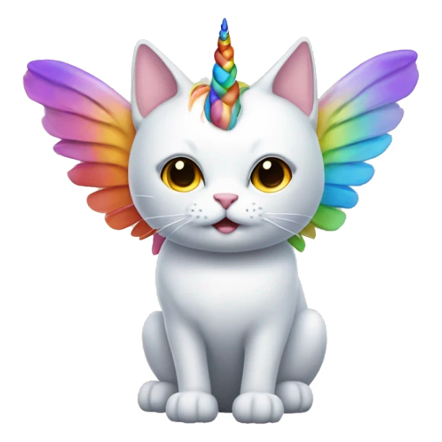 rainbow cat with wings and a unicorn horn sticker
