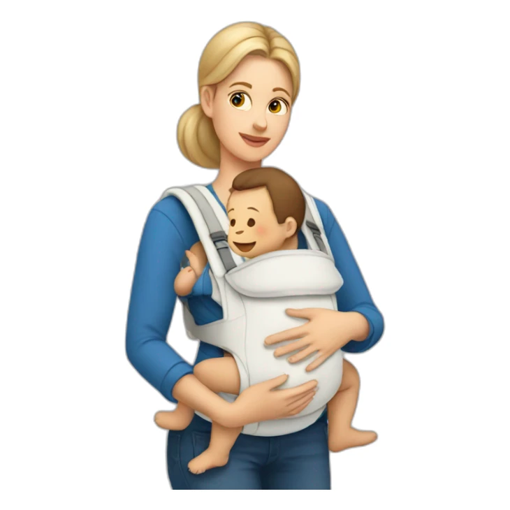 White Babywearing mom with baby ergo carrier sticker