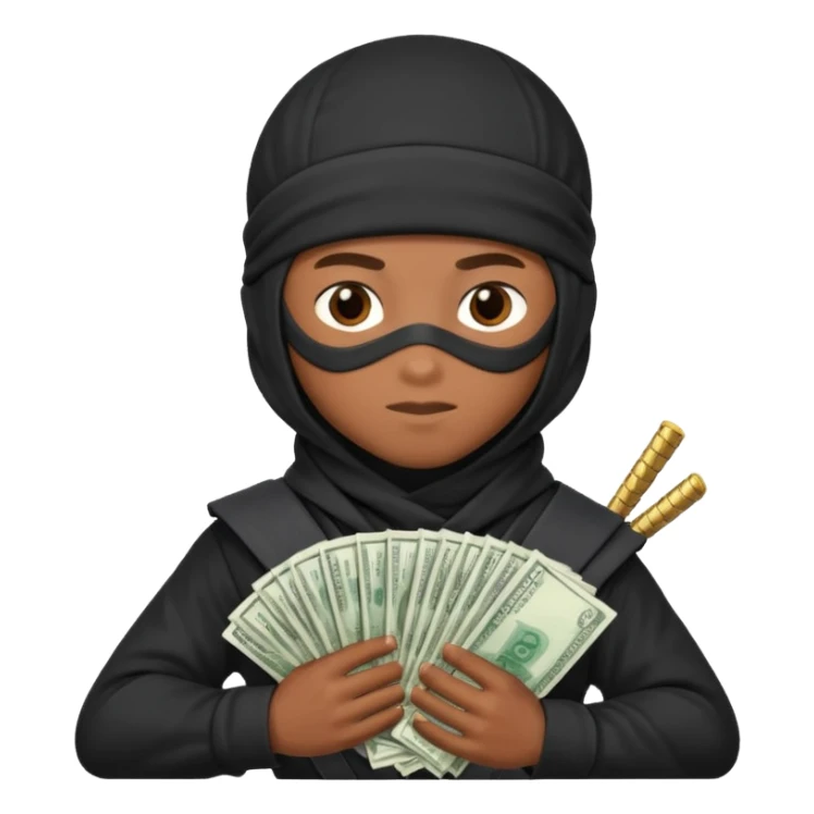 Niño ninja con dinero sticker