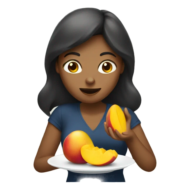 Woman eating mango sticker