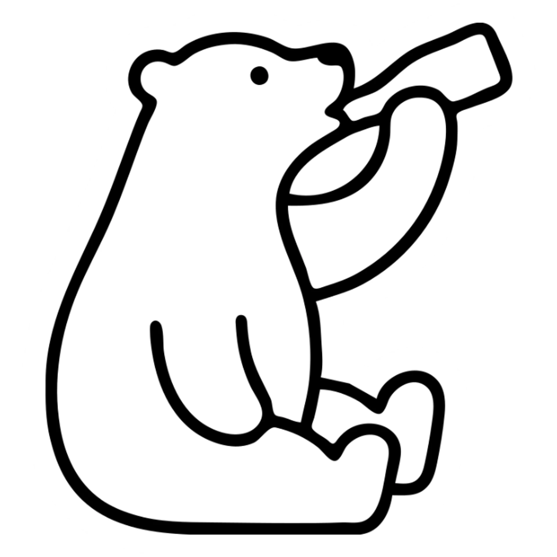 white polar bear drinking Coke, outlined icon sticker