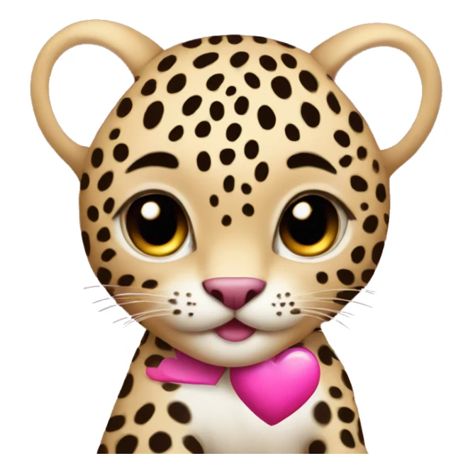 Baby leopard holding a pink heart  sticker