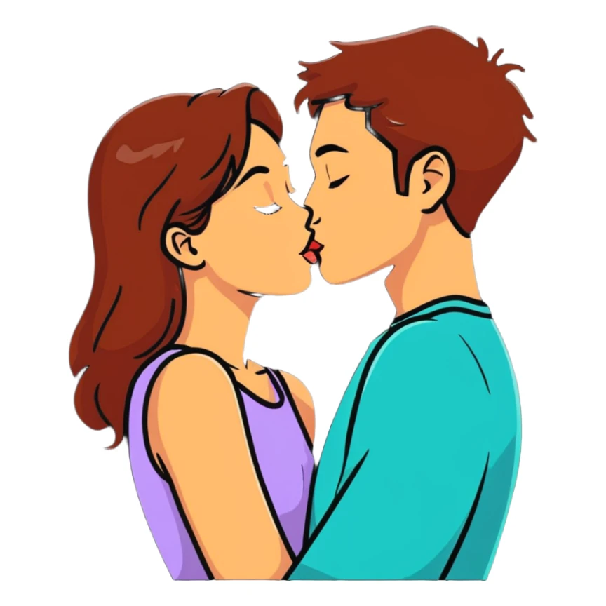Girl kissing a man sticker