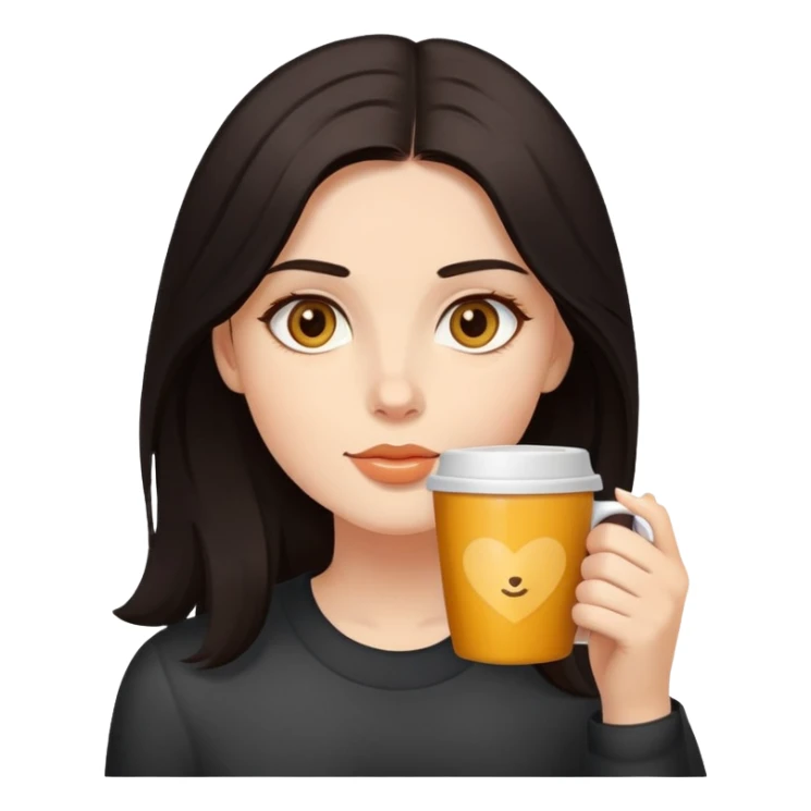 Uma menina de cabelos escuros com olhos cor de mel tomando um café  sticker