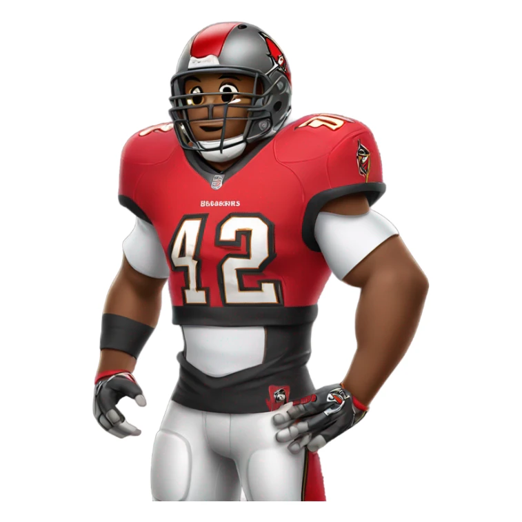 Football player wearing a buccaneers 42 jersey with big muscles  sticker