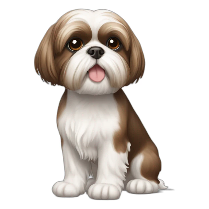 brown and white shih tzu in short hair sticker