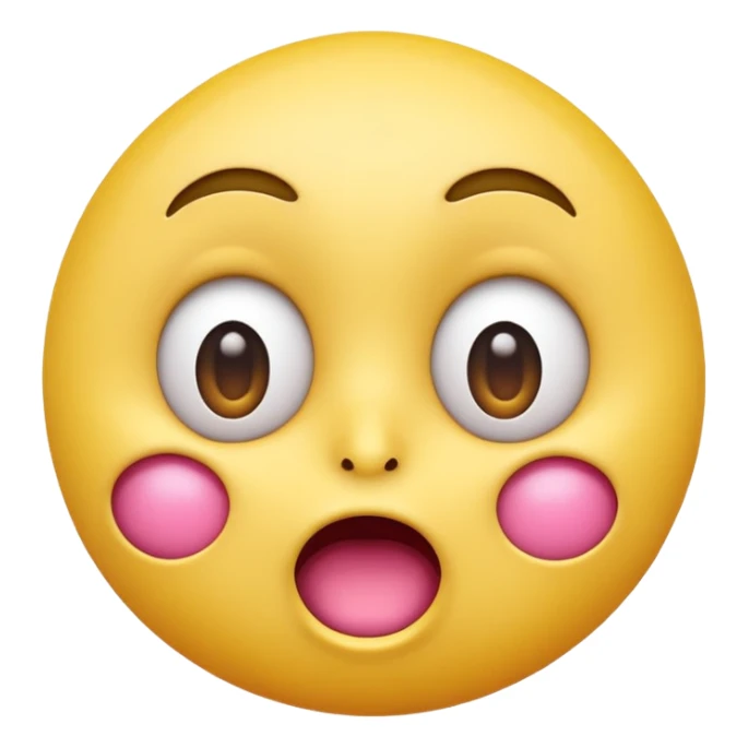 A 3D glossy yellow emoji face with a horrified expression, only large wide-open eyes, wide-open mouth, raised eyebrows, no nose, no ears, hands against its pink cheeks, vector style, black background, high quality, soft studio lighting sticker