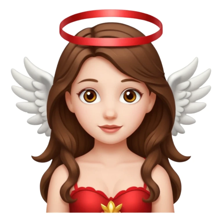 white happy long haired brunette girl hazel eyes dressed as cupid sticker