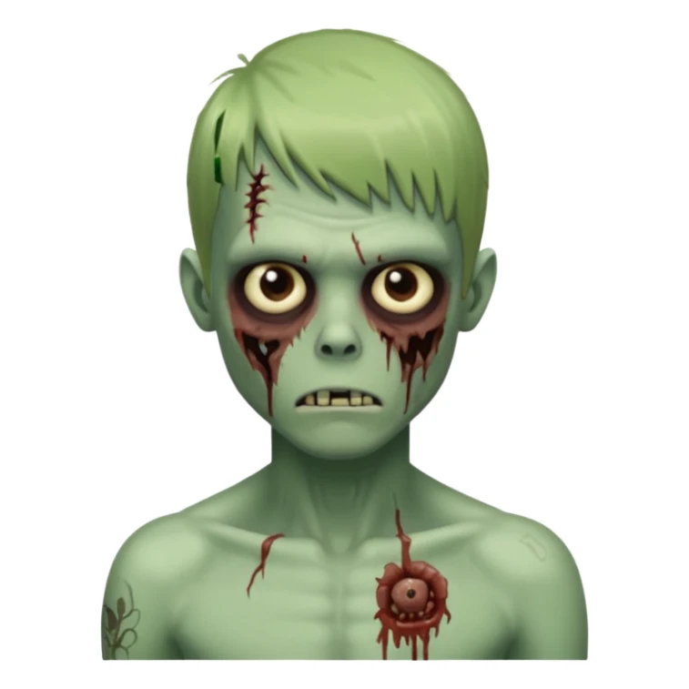 Menino de cabelo liso com franja zumbi sem camisa  sticker