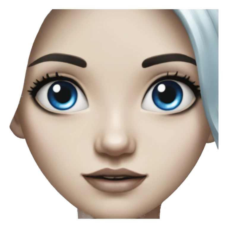 Hyperrealistic Pale girl with blue eyes and black hair arm tattoos sticker