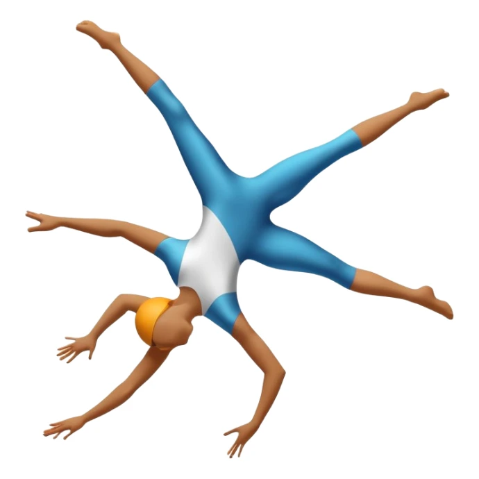 A dynamic emblem symbolizing acrobatic sports, featuring an abstract representation of an acrobat mid-performance, performing a graceful flip or aerial pose. The emblem should incorporate sleek lines and shapes that evoke motion and precision, with a clean, professional look. sticker