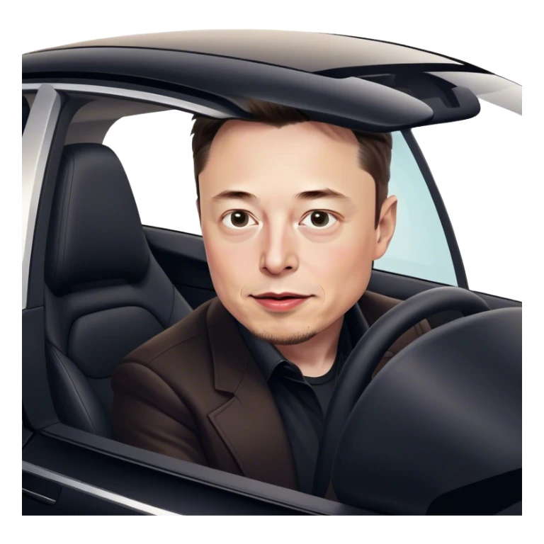 Elon musk in a tesla car sticker
