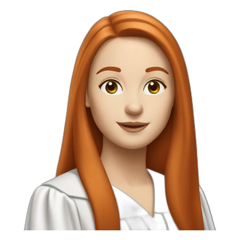 redhead white woman medium long straight hair, celebrating graduation sticker