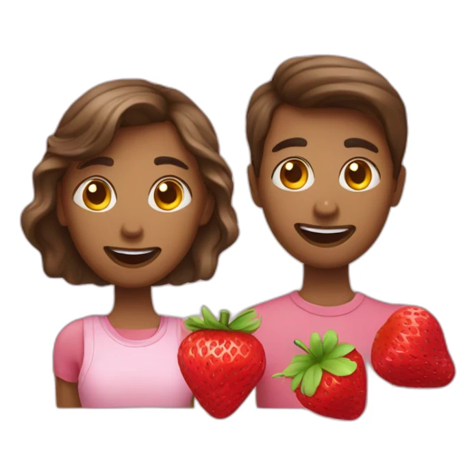 2 personnes mangenat une fraise sticker