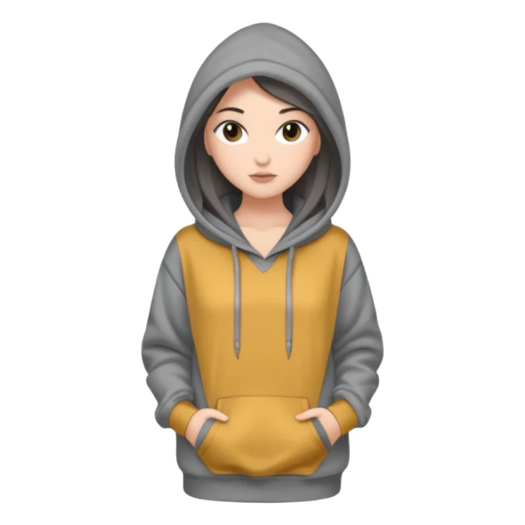 Sasha Gray in big gray hoodie full height sticker