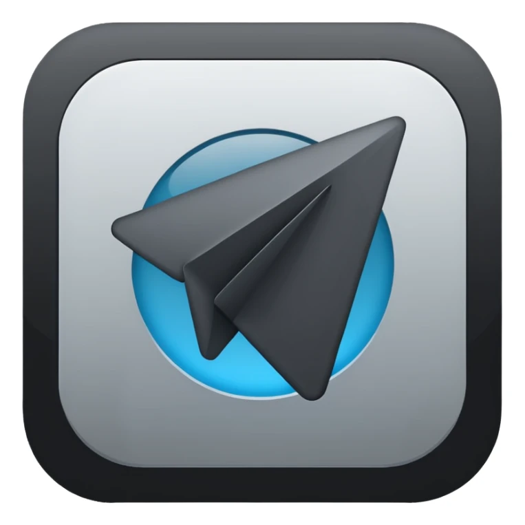create a app iconj of the telegram in black-grey sticker