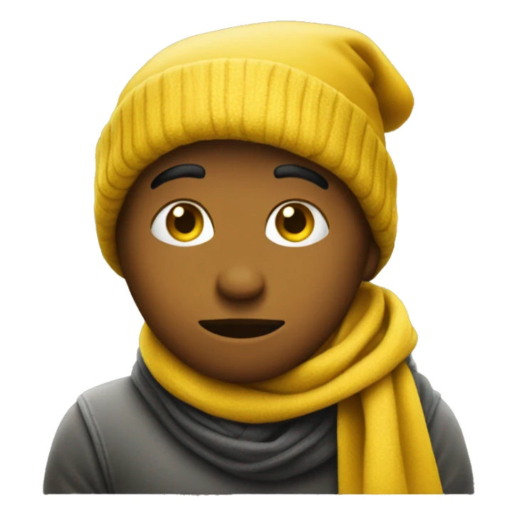 Pensive face with yellow scarf and hat holding up fist  sticker