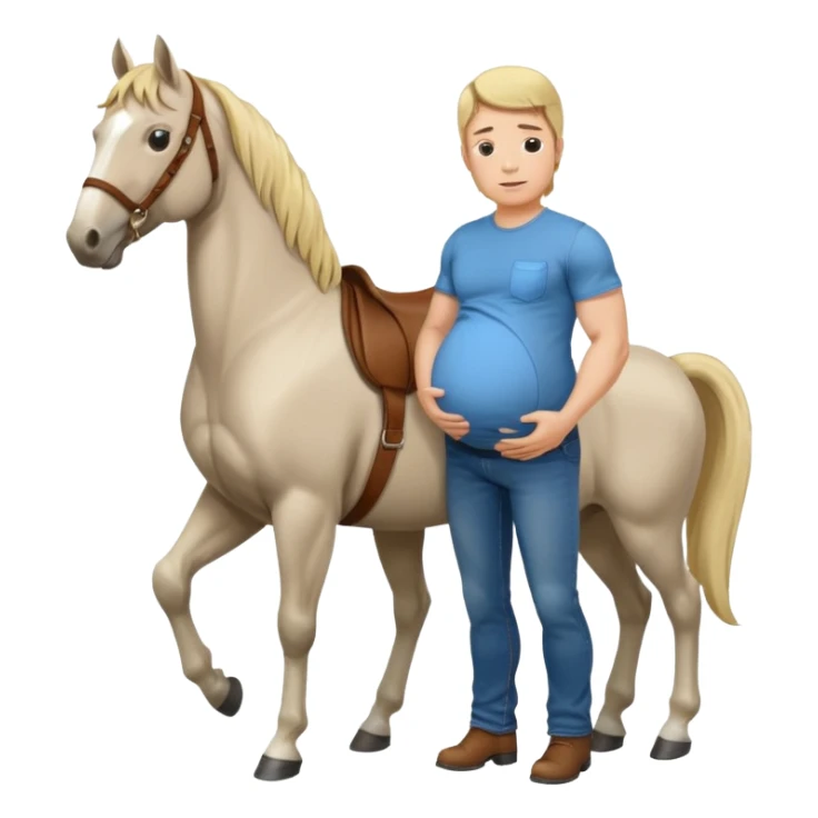 pregnant man with horse sticker