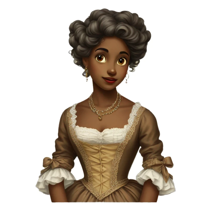 Brown skin girl Vintage rococo sticker