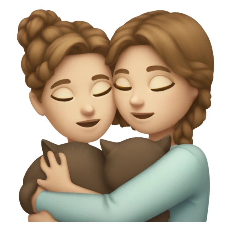  Brown hair white girl hug cat sticker