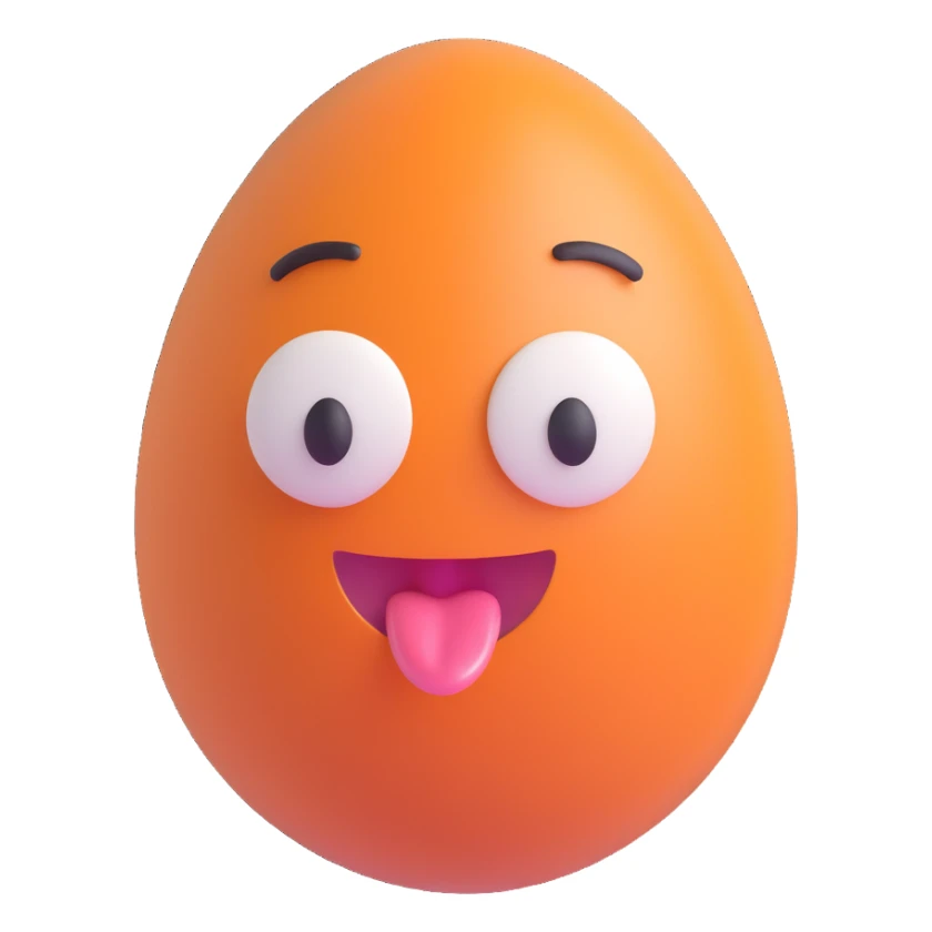 egg with the tongue out, playful expression sticker
