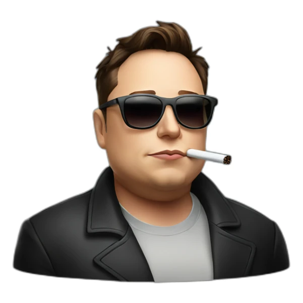 fat elon musk smoking in dark glasses sticker