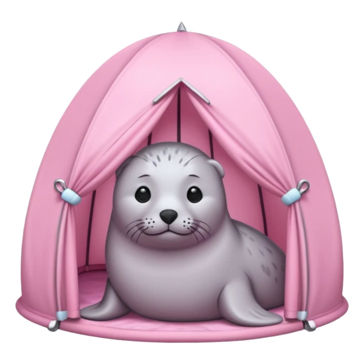 Gray Seal in a light pink tent  sticker