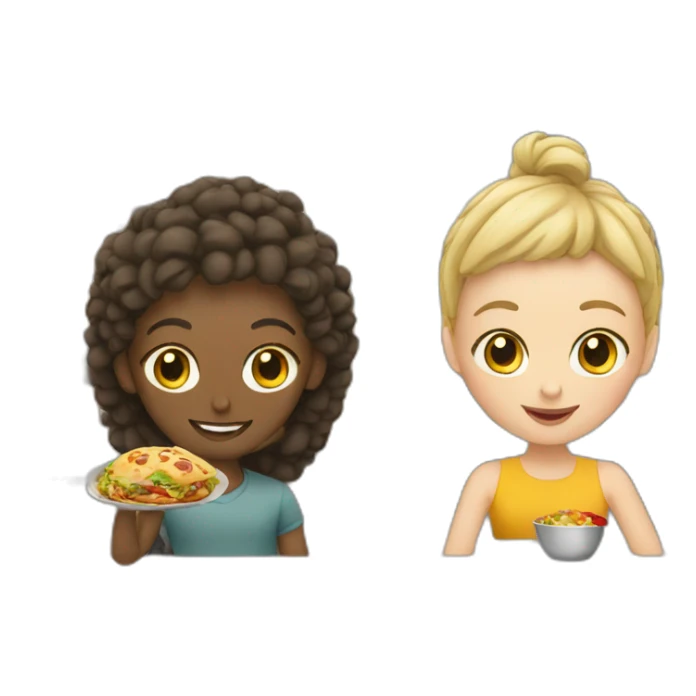 two white people and a food court sticker