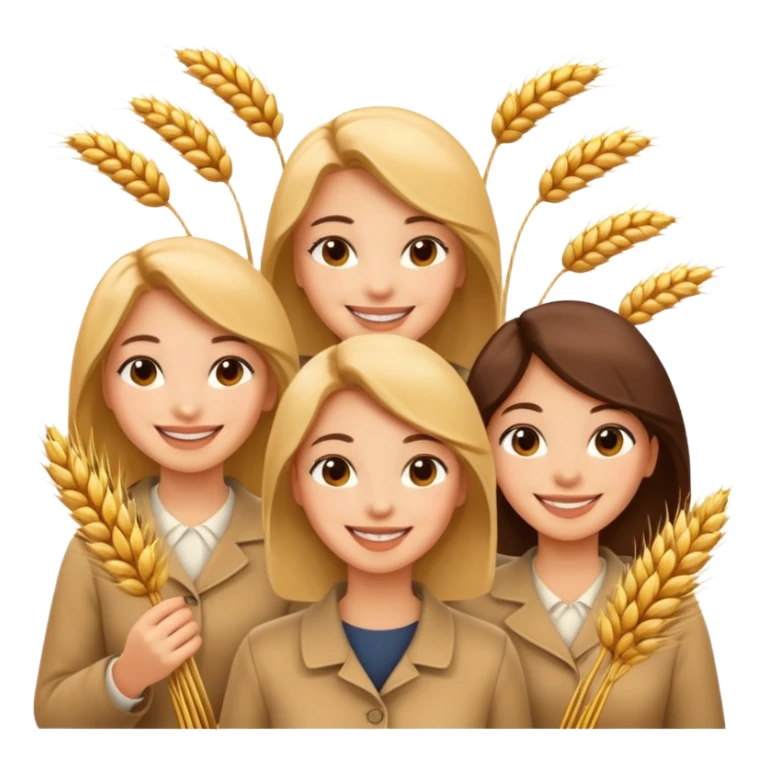 women happy satisfied in different angel with minimal wheat flying arround sticker