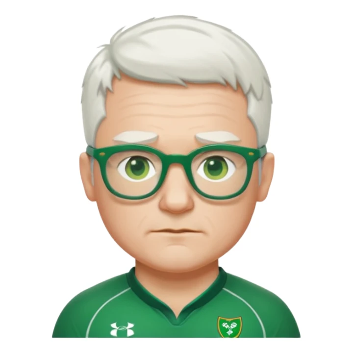 irish rugby player with very short white hair and green glasses sticker