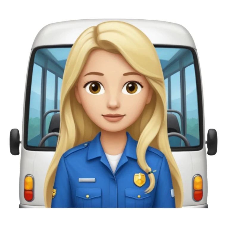 blonde long haired  woman minibus driver sticker