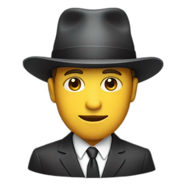 man in a suit with a hat, his face is mysterious sticker