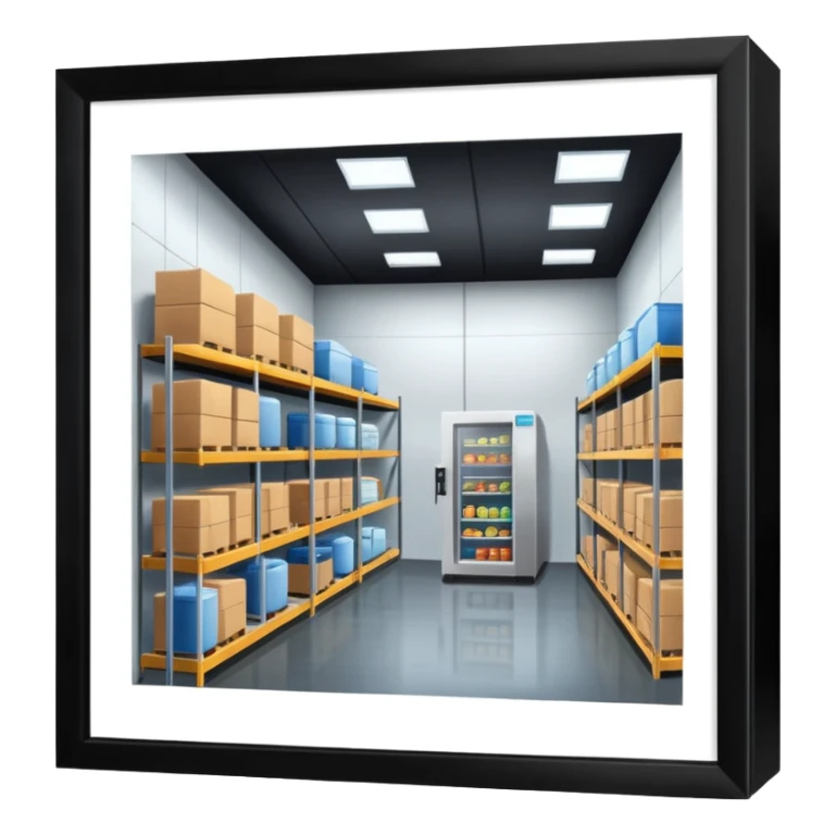 ambient and refirigeration warehouse at an angle sticker