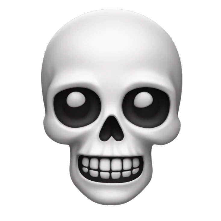 skull emoji, white and black colors only sticker