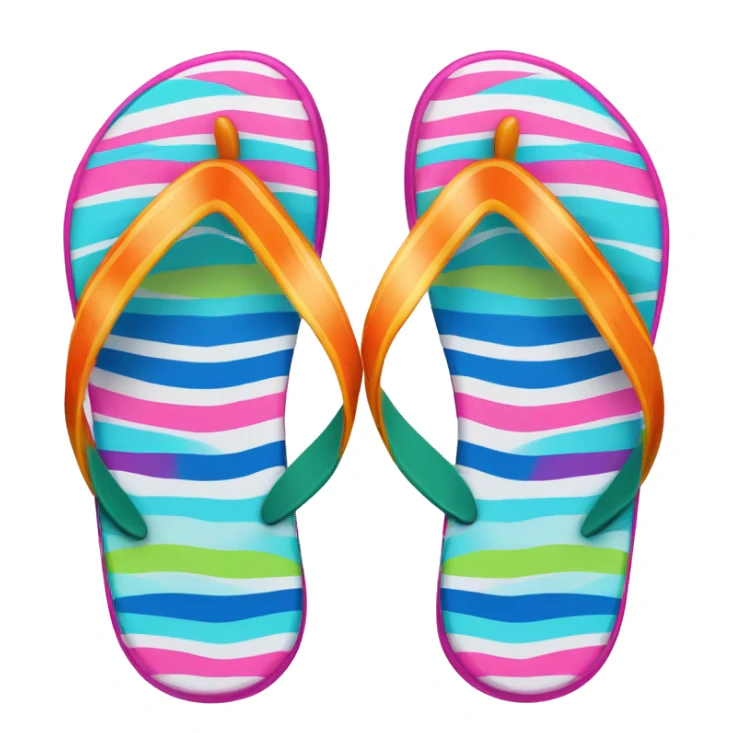 Realistic pair of striped summer flip flops isolated. sticker