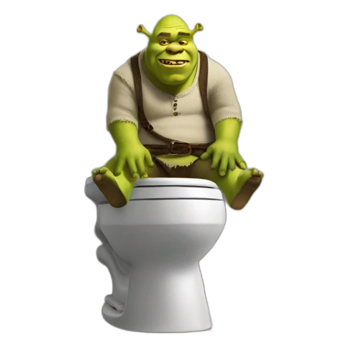 shrek sitting on a toilet  sticker