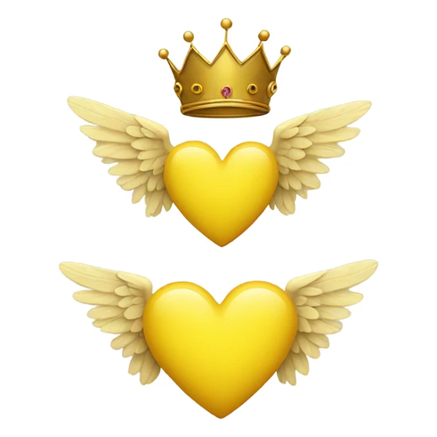 Yellow heart with wings and crown sticker