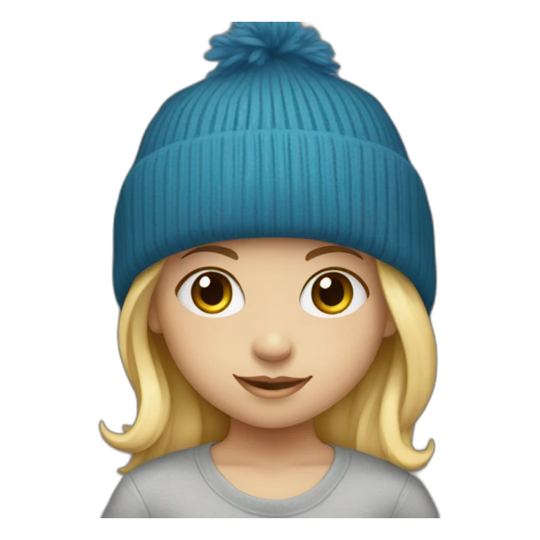 Little blond girl with blue beanie on black skateboard sticker