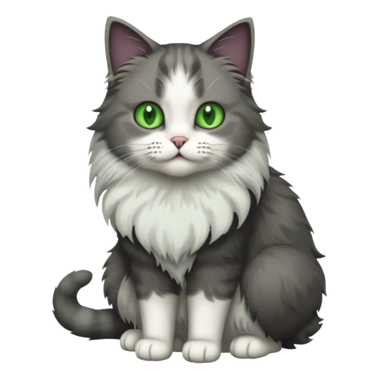 full body half dark grey and half white cat sticker