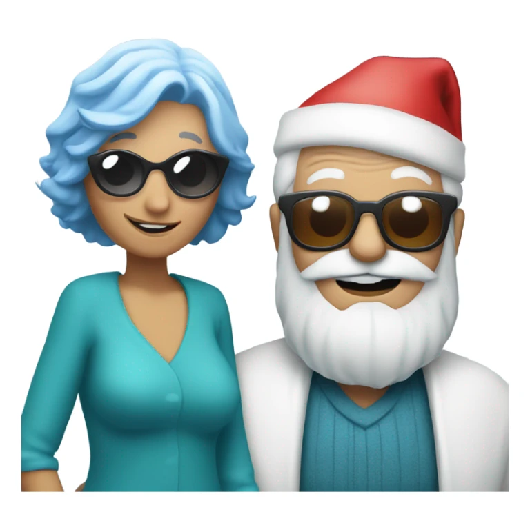 Santa claus with sunglasses and blue hair helping a granny  sticker