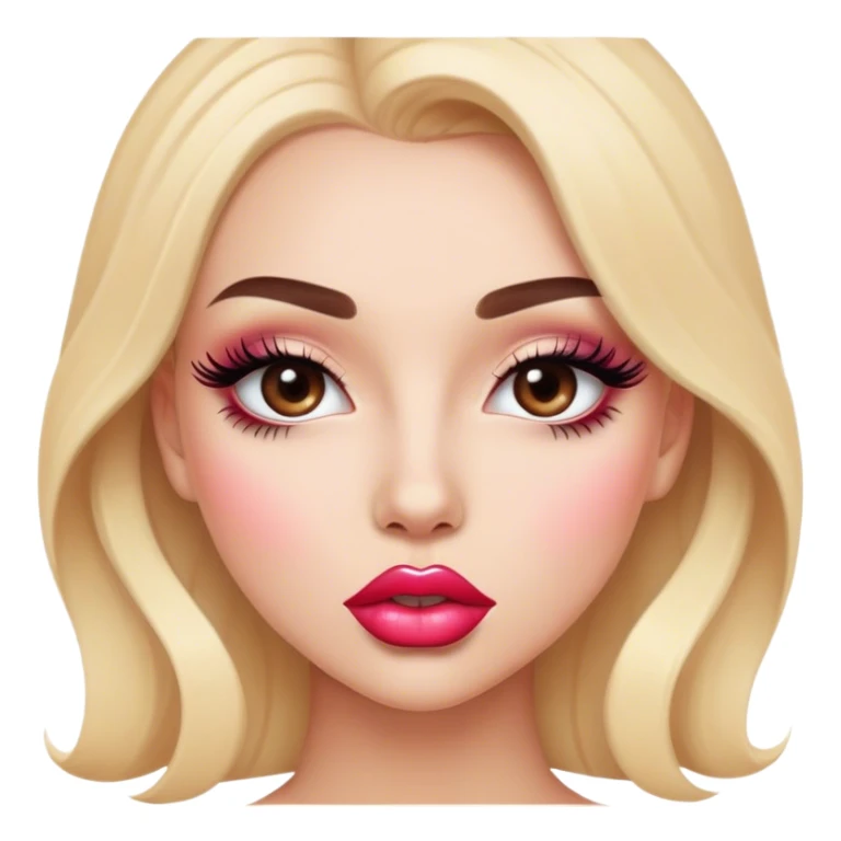 emoji with big lips and make up and eyelashes beautiful girl sticker