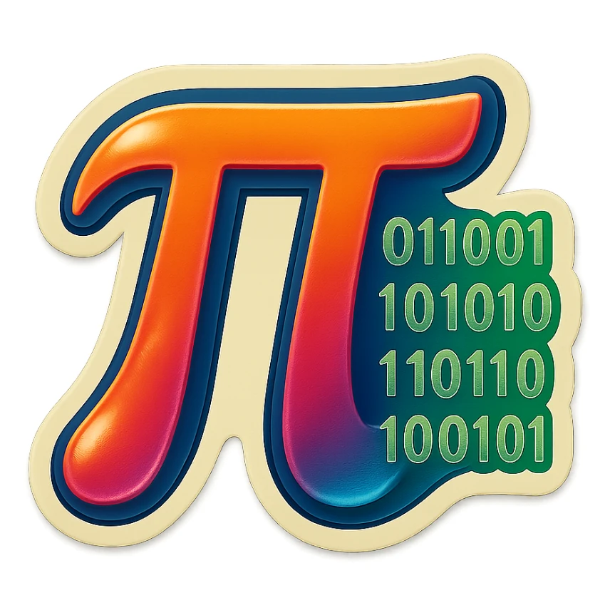  combine the π (pi) math symbol, binary code emerging from it. sticker