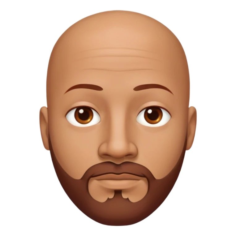 Bald man with oval smooth head, medium-dark reddish skin tone (moreno jambo), indigenous facial features, thin sparse goatee beard on chin, memoji style sticker