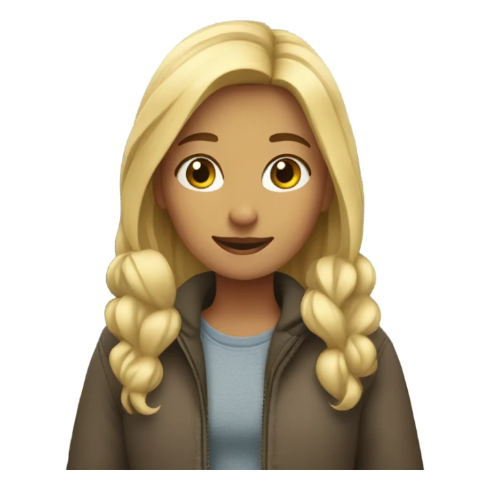 Blonde girl in the mountains with a waterfall sticker