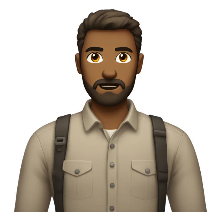 unhappy man with a beard and short scruffy brown hair wearing a buttoned shirt sticker