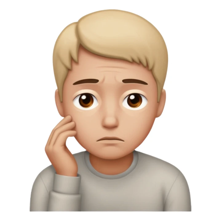 Emoji triste 😔 qui pense à M sticker