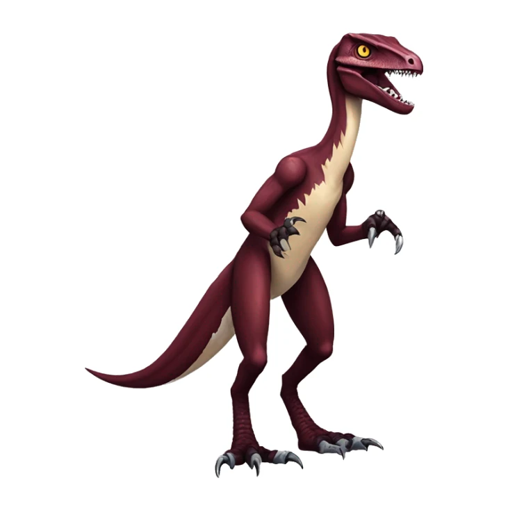 Maroon edgy badass velociraptor-Digimon, full body sticker
