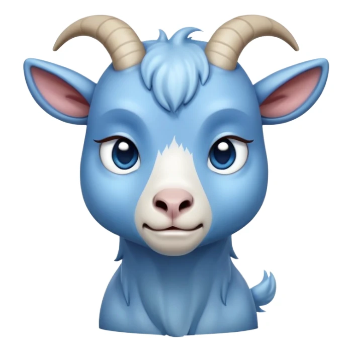 Disapppinted-crying with tears-cute-large-full body-blue goat-head tilted back sticker
