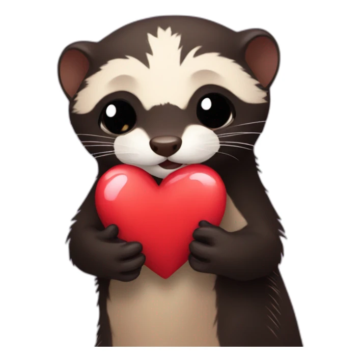 dark ferret hugs a heart sticker
