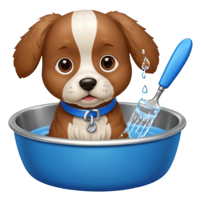 dog, dog bowl, toy, grooming tool sticker